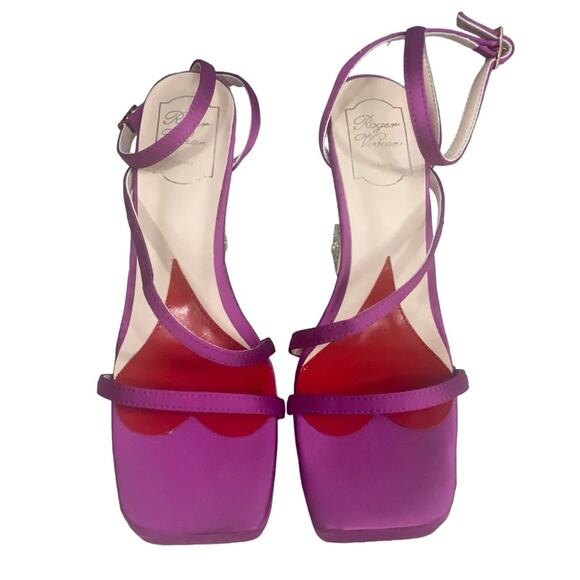 ROGER VIVIER NEW $2000 Cube strass 120 satin platform Sandals heels 38 US 8 - Picture 6 of 15